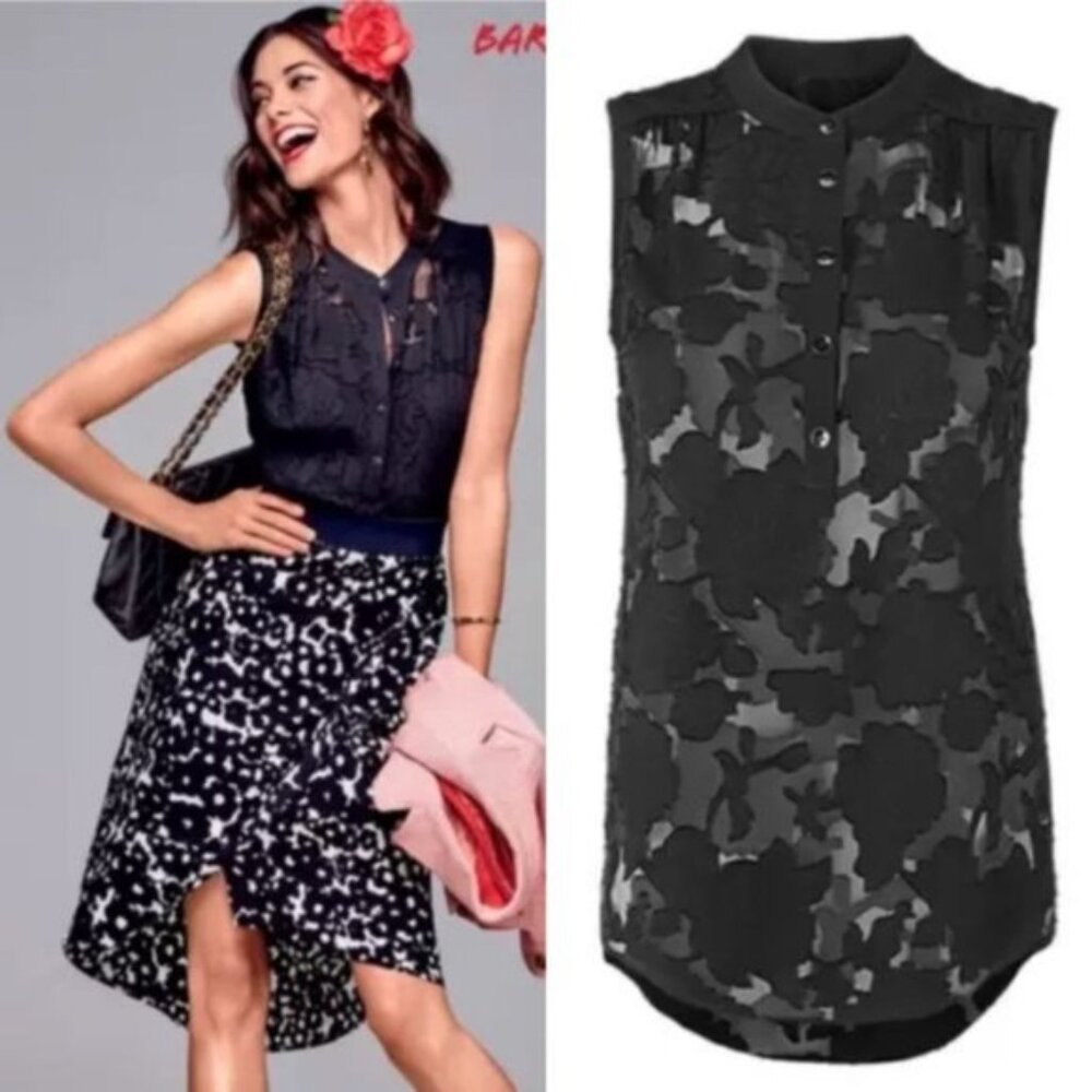 Cabi M Shirt‎ Top Blouse Black Clip Art Sheer 5346 Sleeveless Tunic